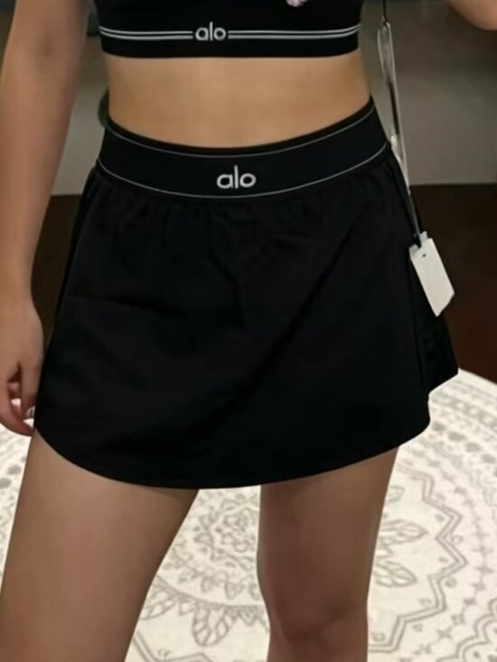 ALO Yoga Dresses & Skirts - 💗Alo Yoga Match Point Tennis Mini Skirt🧚‍Black Tenniscore Trendy & Chic NWT